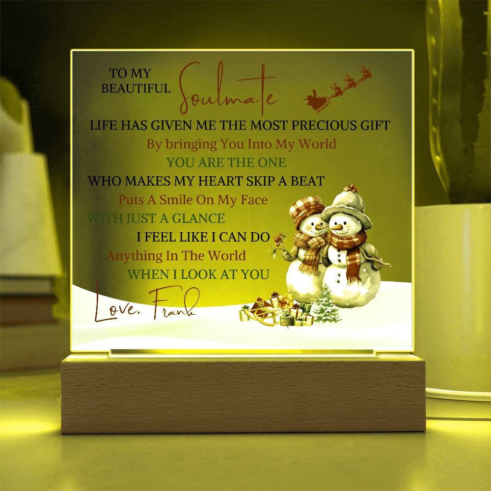 Customized Acrylic Plaque Picture Frame, Multi Color LED Lights, My Soulmate - Kubby&Co Worldwide