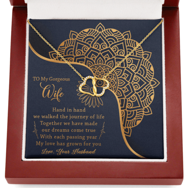 Gold Necklace, 18 Single Diamonds, Happy Anniversary My Wife - Kubby&Co Worldwide
