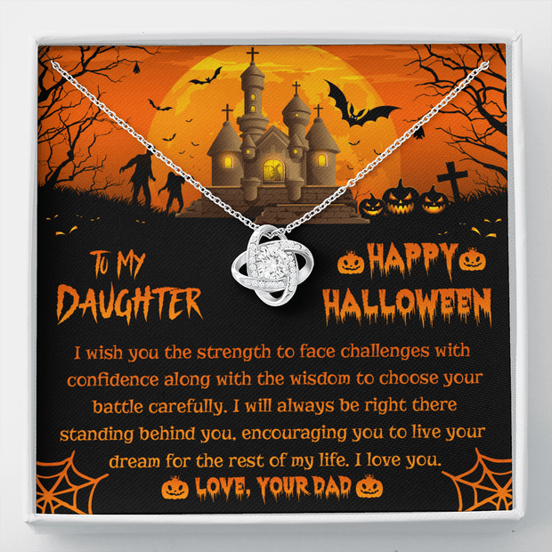 Gold Women's Necklace, Happy Halloween Daughter - Kubby&Co Worldwide