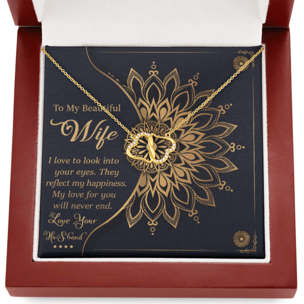 Gold Necklace, 18 Single Diamonds, Wife Happy Anniversary - Kubby&Co Worldwide