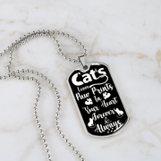 Engraved Gold Necklace, Cat Lovers, Cat Tag Pendant Paw Prints - Kubby&Co Worldwide
