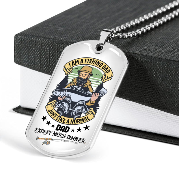 Gift For Dad, Personalized Dog Tag Pendant, Fishing Dads Are Awesome - Kubby&Co Worldwide