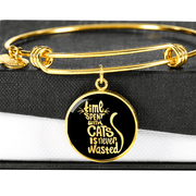 Engraved Gold Custom Bangle Bracelet, Cat Lovers, Time Spent - Kubby&Co Worldwide