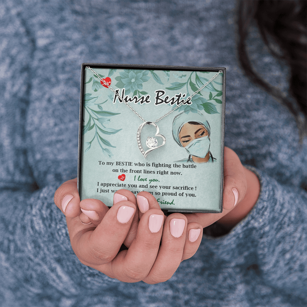 To My Bestie Nurse Necklace & Heart, Fighting The Battle - Kubby&Co Worldwide