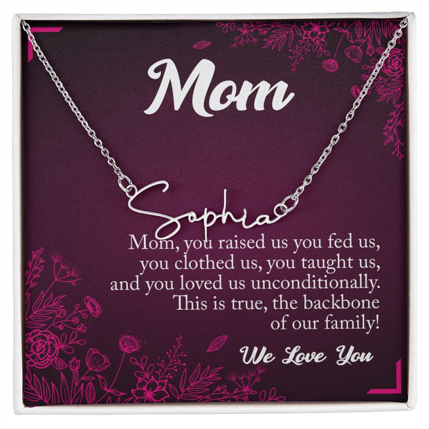 Mom With Love, Signature Style Necklace, Family Backbone - Kubby&Co Worldwide