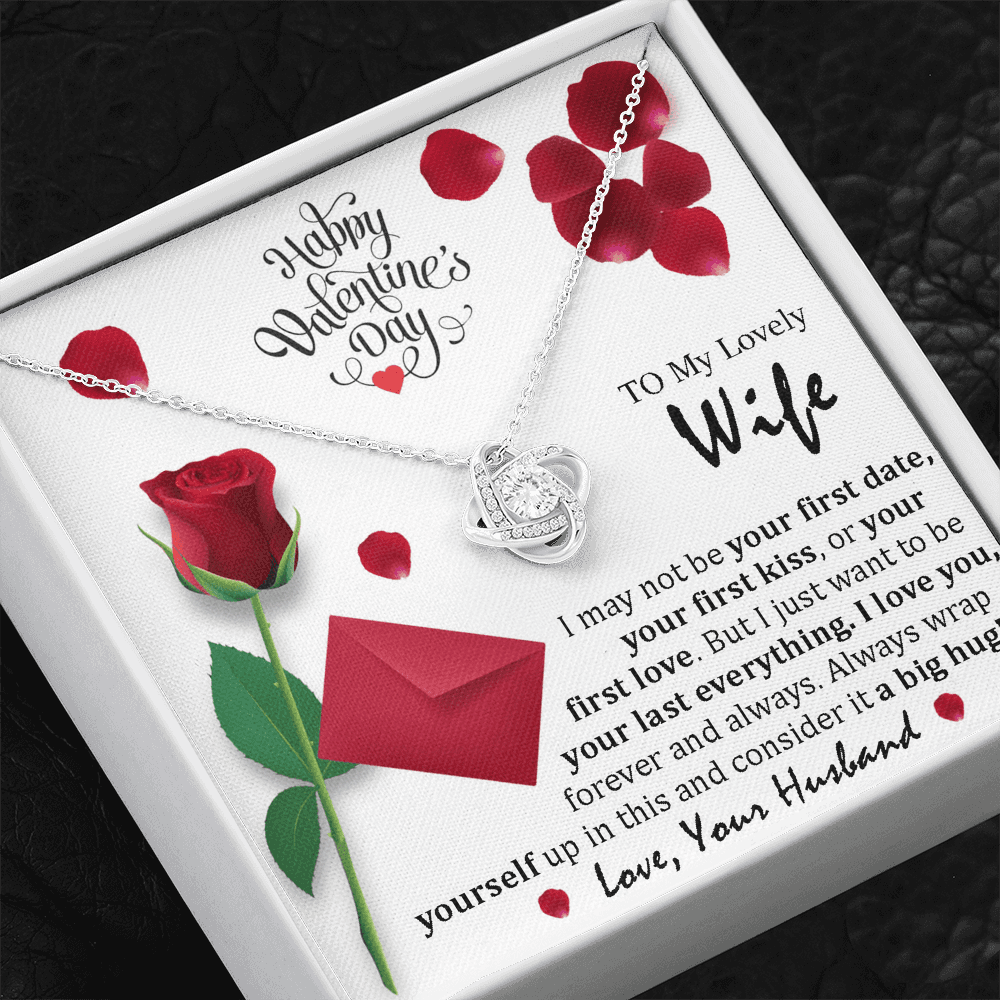 White Gold, Valentines Day Love Knot Necklace, Lovely Wife - Kubby&Co Worldwide