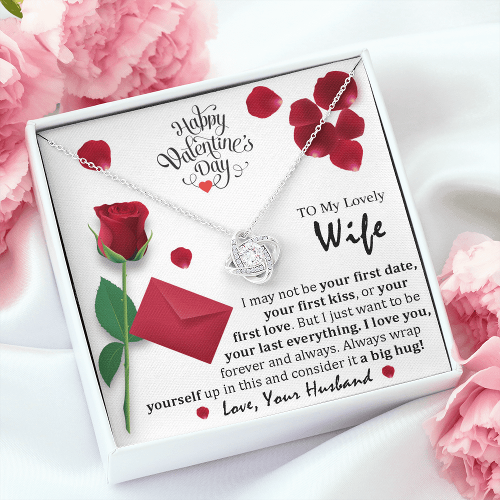 White Gold, Valentines Day Love Knot Necklace, Lovely Wife - Kubby&Co Worldwide