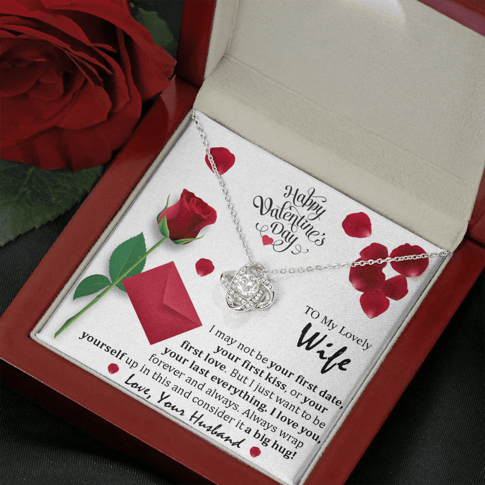 White Gold, Valentines Day Love Knot Necklace, Lovely Wife - Kubby&Co Worldwide