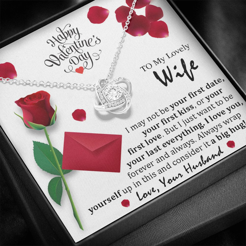 White Gold, Valentines Day Love Knot Necklace, Lovely Wife - Kubby&Co Worldwide