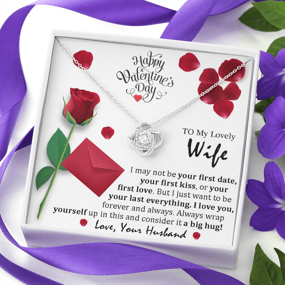 White Gold, Valentines Day Love Knot Necklace, Lovely Wife - Kubby&Co Worldwide