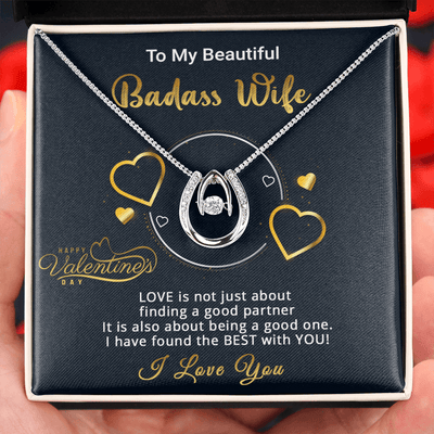 Gold Necklace, Personalized Message Card, To My Badass Wife - Kubby&Co Worldwide
