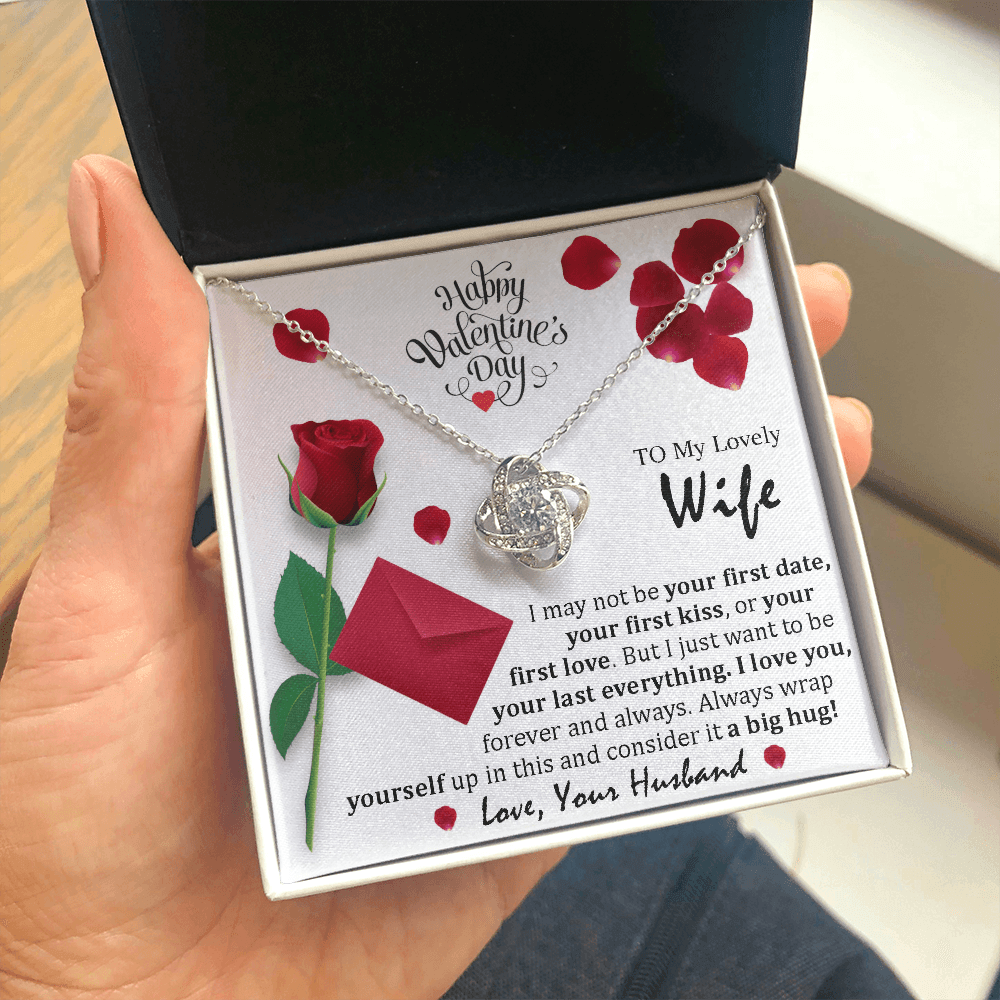 White Gold, Valentines Day Love Knot Necklace, Lovely Wife - Kubby&Co Worldwide