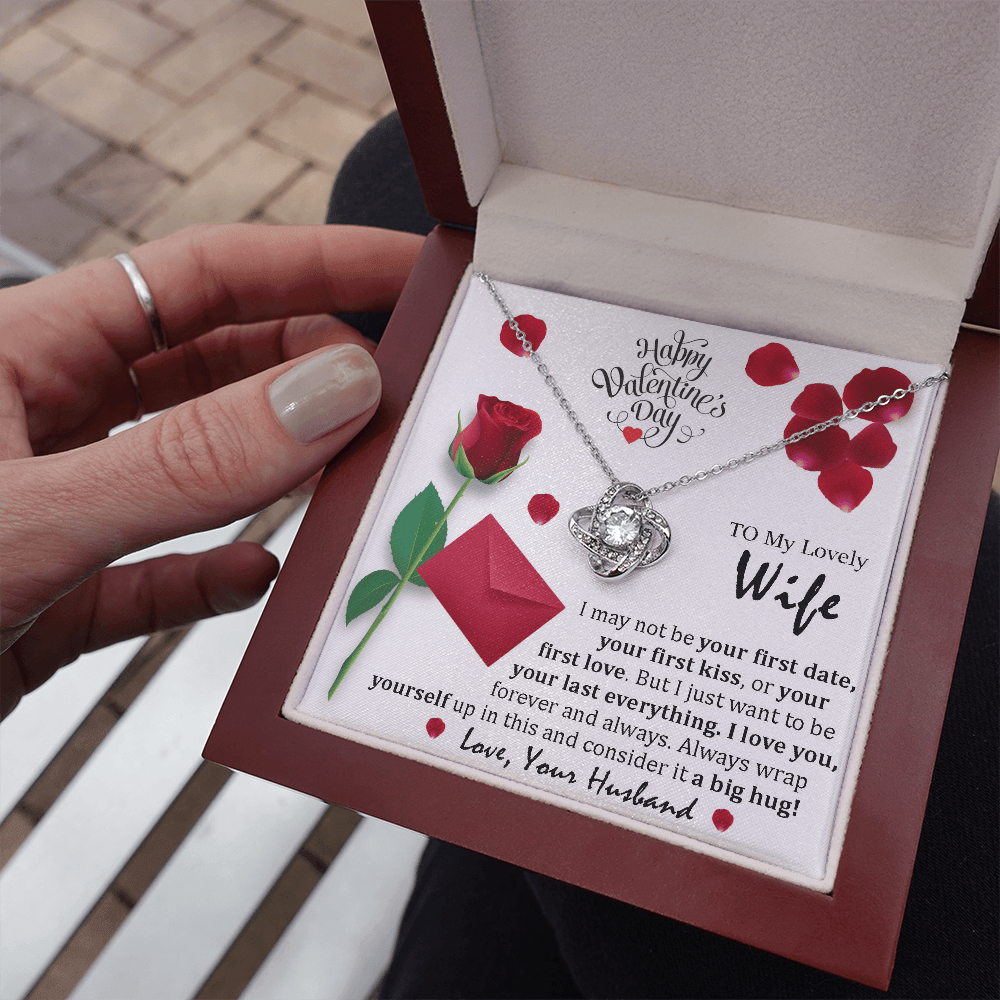 White Gold, Valentines Day Love Knot Necklace, Lovely Wife - Kubby&Co Worldwide