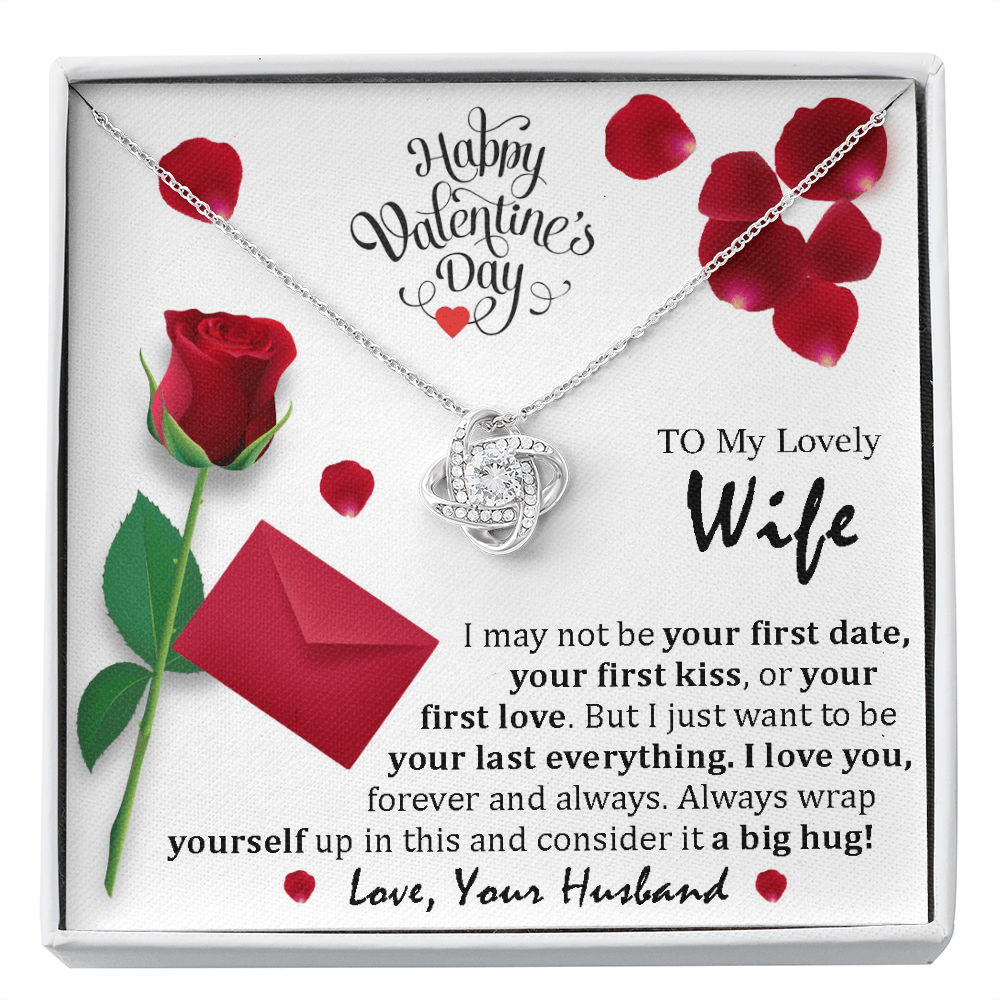 White Gold, Valentines Day Love Knot Necklace, Lovely Wife - Kubby&Co Worldwide