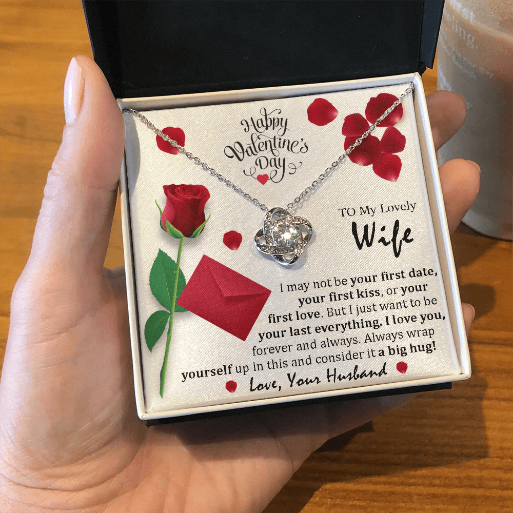 White Gold, Valentines Day Love Knot Necklace, Lovely Wife - Kubby&Co Worldwide