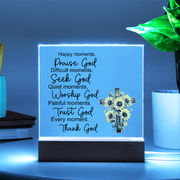 Acrylic Plaque Picture Frame, Multi Color LED Lights, Happy Moments - Kubby&Co Worldwide