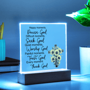 Acrylic Plaque Picture Frame, Multi Color LED Lights, Happy Moments - Kubby&Co Worldwide