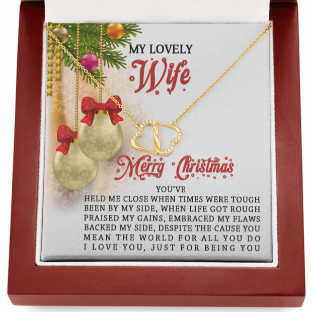 Gold Necklace, 18 Diamonds, Merry Christmas My Amazing Wife - Kubby&Co Worldwide