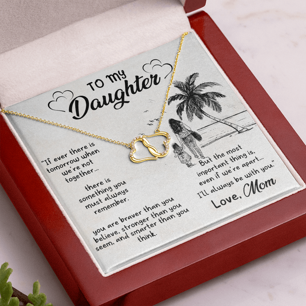 Gold Necklace, 18 Diamonds, Daughter Always With You, Mom - Kubby&Co Worldwide