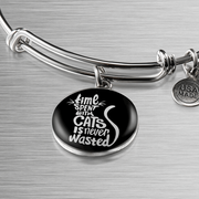 Engraved Gold Custom Bangle Bracelet, Cat Lovers, Time Spent - Kubby&Co Worldwide