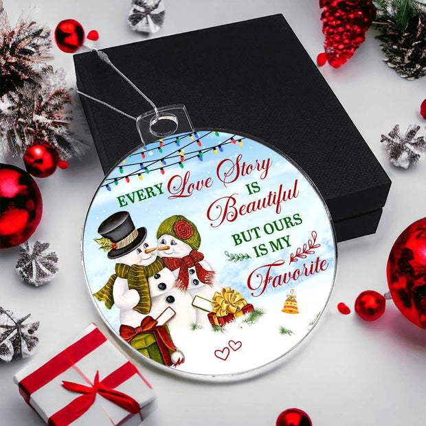 Christmas High Graphic Acrylic Ornament, True Love Story Our Favorite - Kubby&Co Worldwide