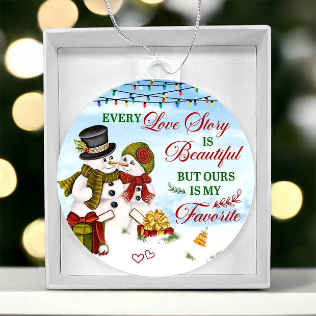 Christmas High Graphic Acrylic Ornament, True Love Story Our Favorite - Kubby&Co Worldwide