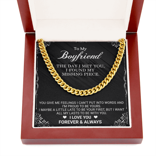 Cuban Link Chain Necklace, To My Boyfriend, The Day I Met You - Kubby&Co Worldwide