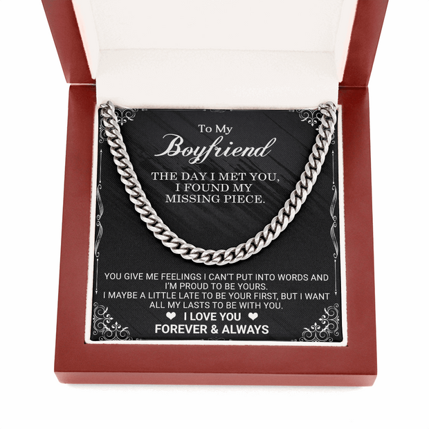 Cuban Link Chain Necklace, To My Boyfriend, The Day I Met You - Kubby&Co Worldwide