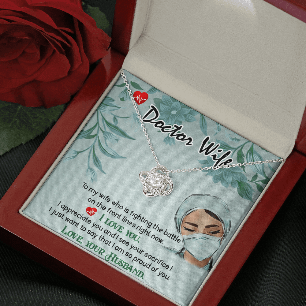 Custom Love Knot Necklace To My Doctor Wife, Difficult Times - Kubby&Co Worldwide