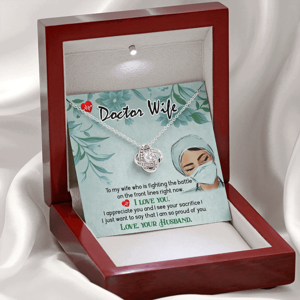 Custom Love Knot Necklace To My Doctor Wife, Difficult Times - Kubby&Co Worldwide