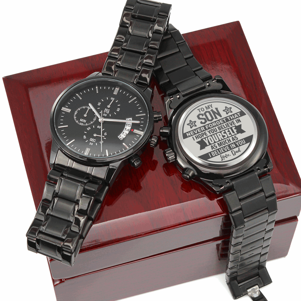 Engraved Chronograph Watch, For Son, Waterproof, Quartz Movement - Kubby&Co Worldwide