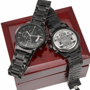 Engraved Chronograph Watch, For Son, Waterproof, Quartz Movement - Kubby&Co Worldwide