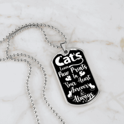 Engraved Gold Necklace, Cat Lovers, Cat Tag Pendant Paw Prints - Kubby&Co Worldwide