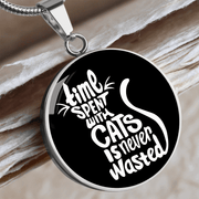 Engraved Gold Necklace, Cat Lovers Pendant, Time Never Wasted - Kubby&Co Worldwide