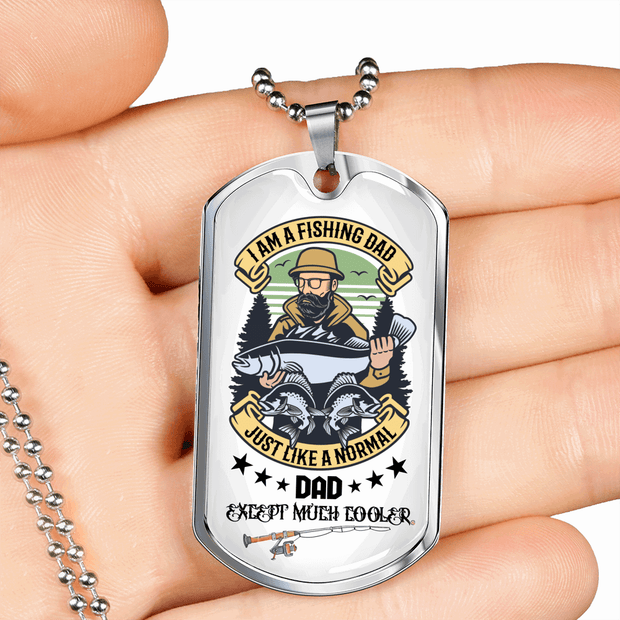 Gift For Dad, Personalized Dog Tag Pendant, Fishing Dads Are Awesome - Kubby&Co Worldwide