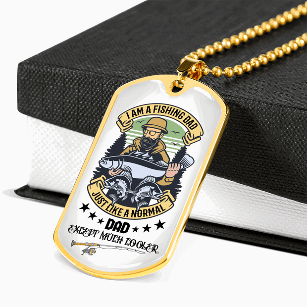 Gift For Dad, Personalized Dog Tag Pendant, Fishing Dads Are Awesome - Kubby&Co Worldwide