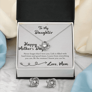 Gold Necklace & Earrings, Our Bond Knot, Dear Daughter - Kubby&Co Worldwide