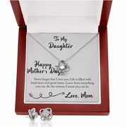 Gold Necklace & Earrings, Our Bond Knot, Dear Daughter - Kubby&Co Worldwide