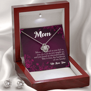 Gold Necklace & Earrings, Our Bond Knot, Mom The Backbone - Kubby&Co Worldwide