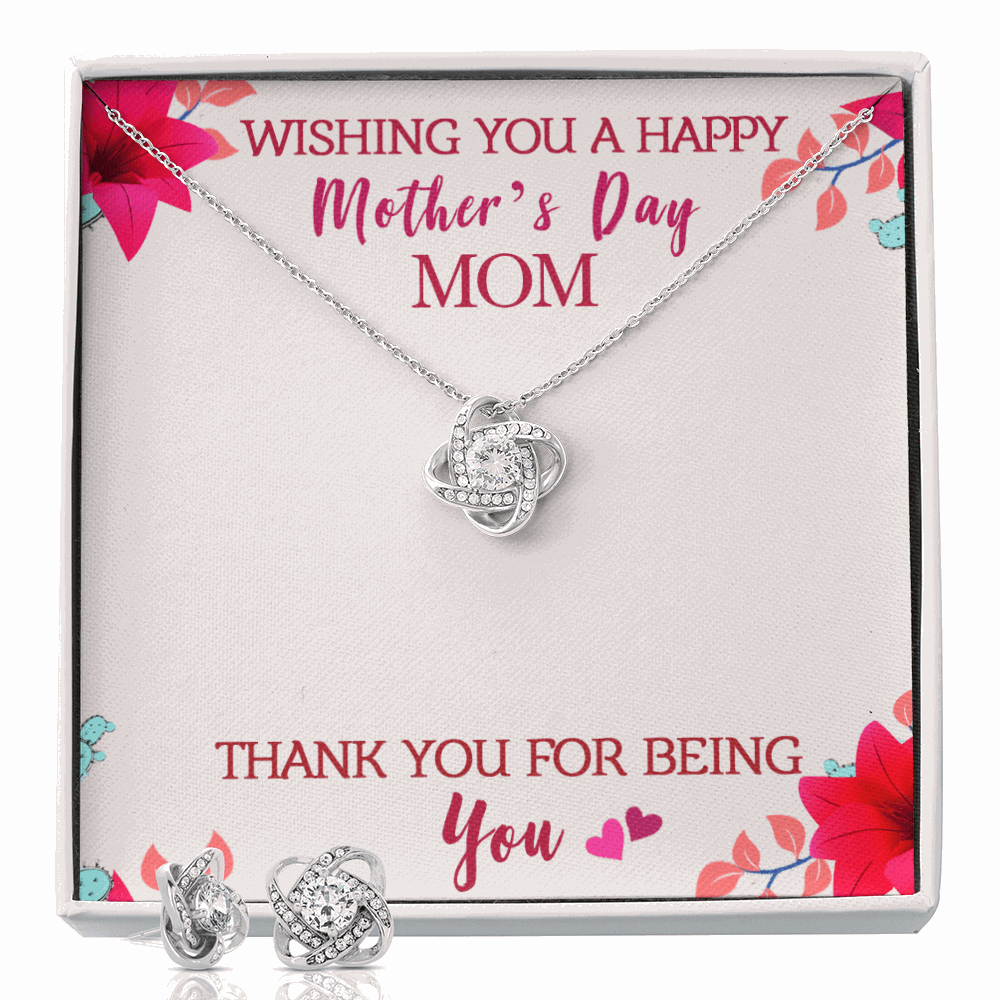 Gold Necklace & Earrings, Our Bond Knot, Mother's Day - Kubby&Co Worldwide