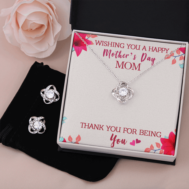 Gold Necklace & Earrings, Our Bond Knot, Mother's Day - Kubby&Co Worldwide