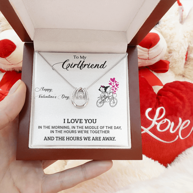 Gold Necklace, Message Card, My Valentine Girlfriend - Kubby&Co Worldwide