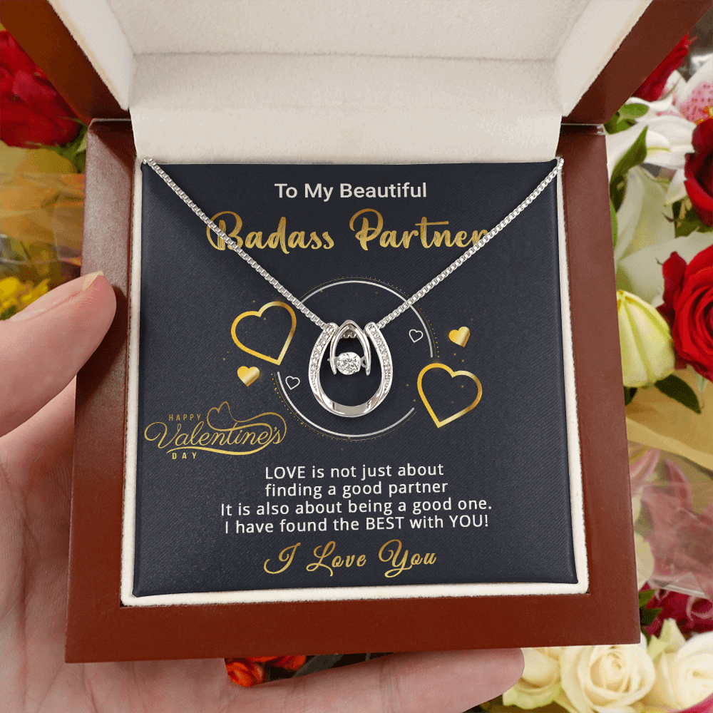 Gold Necklace, Personalized Message Card, To My Badass Partner - Kubby&Co Worldwide