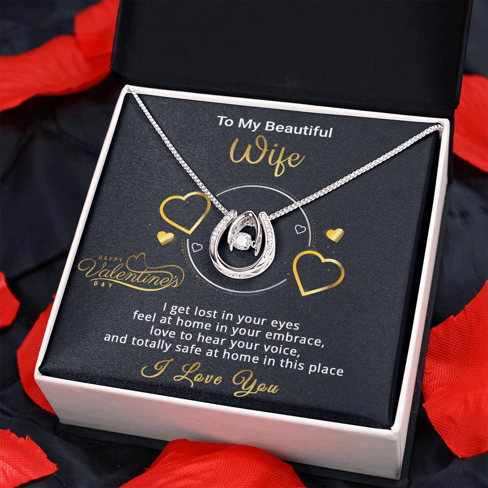 Gold Necklace, Personalized Message Card, To My Beautiful Wife - Kubby&Co Worldwide