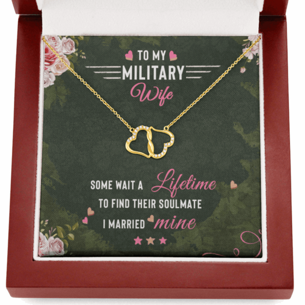 Gold Necklace, 18 Diamonds, My Military Wife And Soulmate - Kubby&Co Worldwide