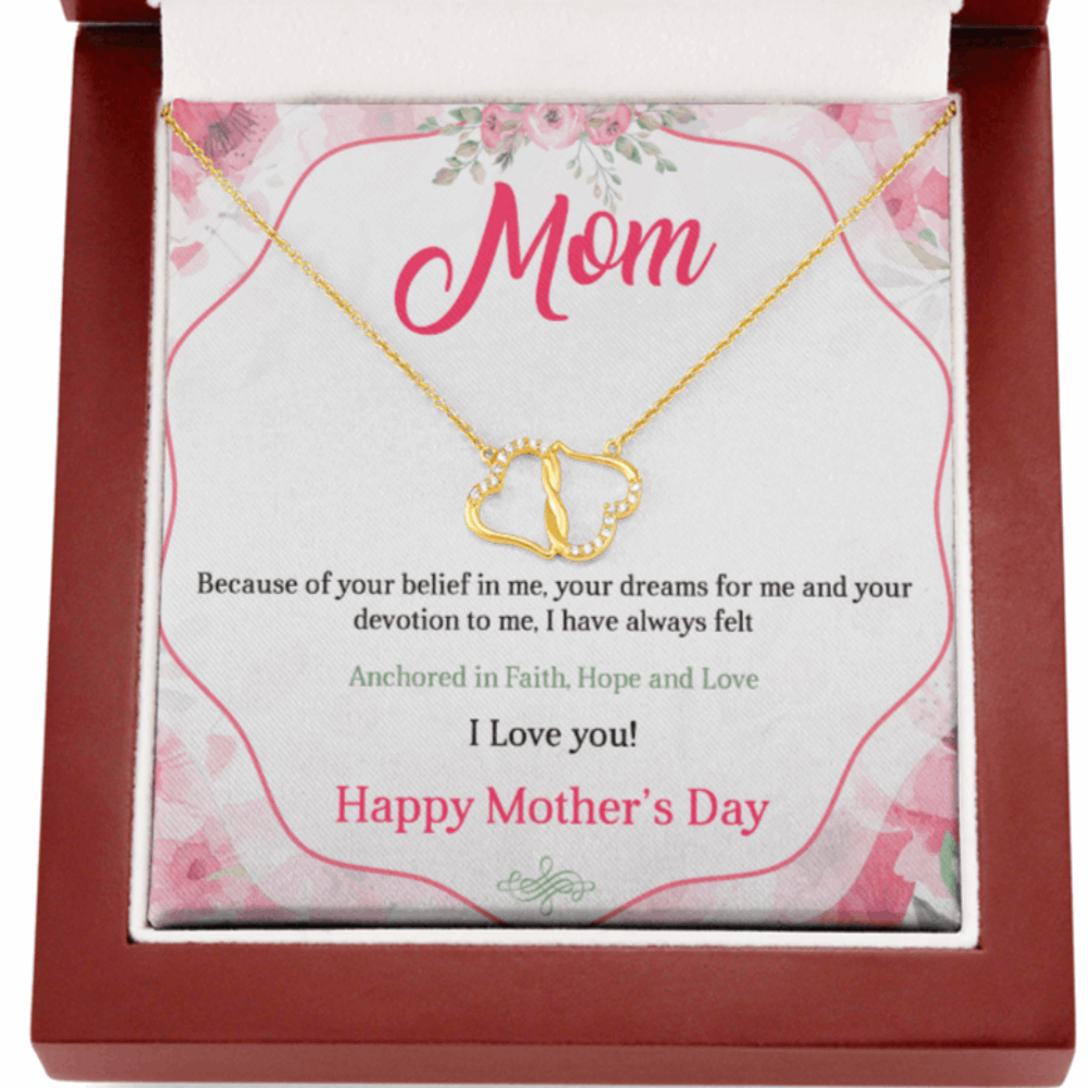 Gold Necklace, 18 Diamonds, Daughter Happy Mother's Day, Mom - Kubby&Co Worldwide