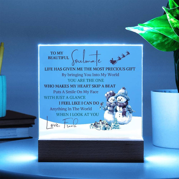 Customized Acrylic Plaque Picture Frame, Multi Color LED Lights, My Soulmate - Kubby&Co Worldwide