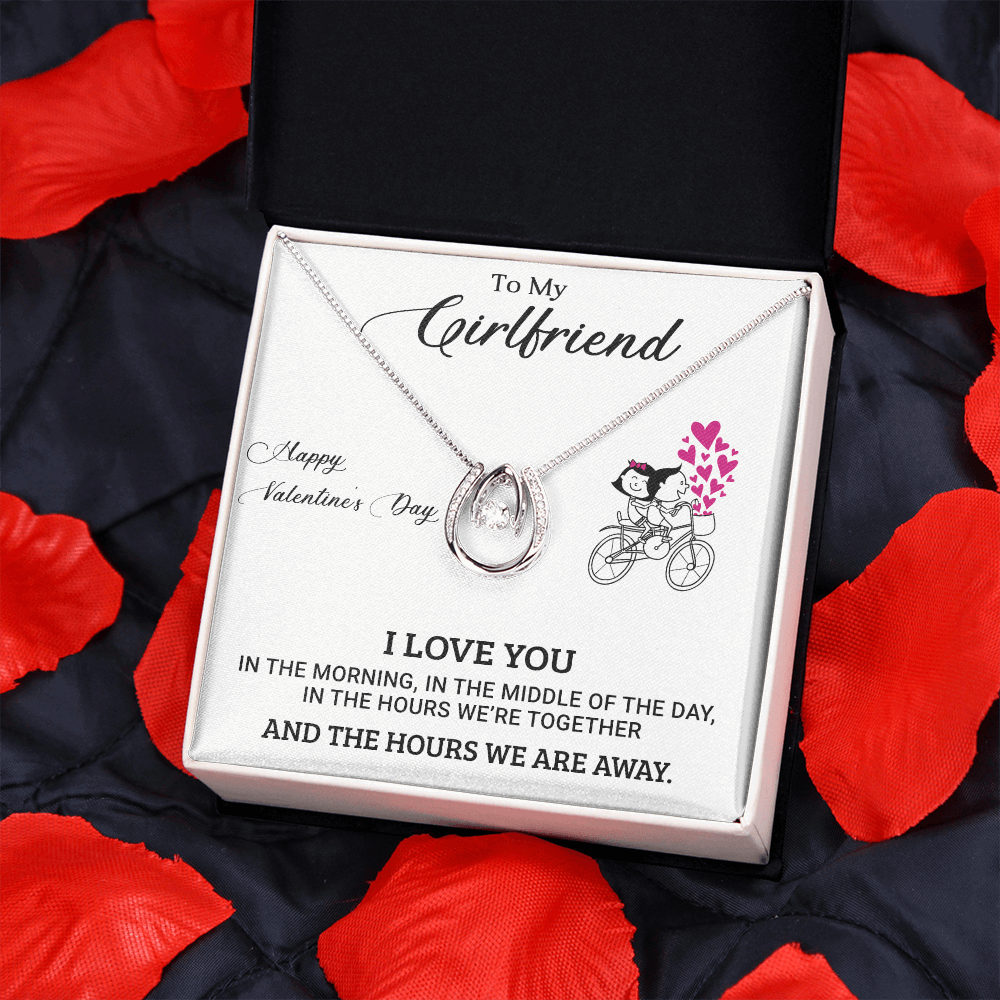 Gold Necklace, Message Card, My Valentine Girlfriend - Kubby&Co Worldwide