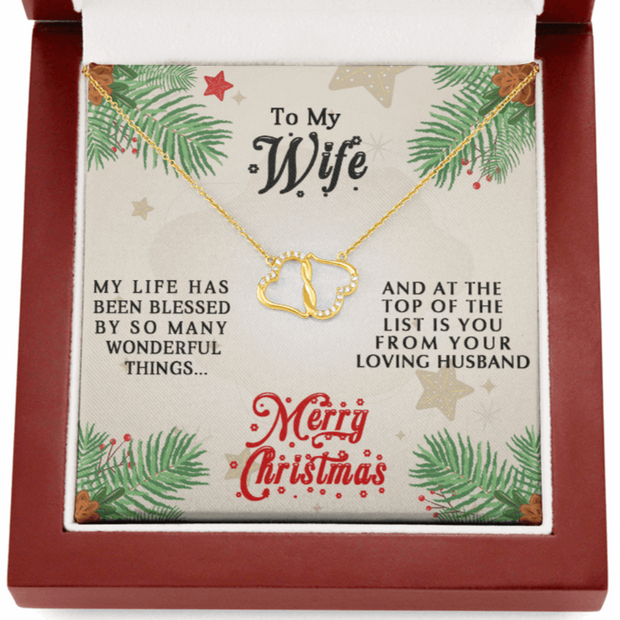 Gold Necklace, 18 Diamonds, Merry Christmas My Amazing Wife - Kubby&Co Worldwide