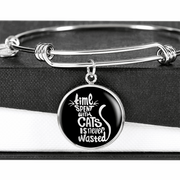 Engraved Gold Custom Bangle Bracelet, Cat Lovers, Time Spent - Kubby&Co Worldwide